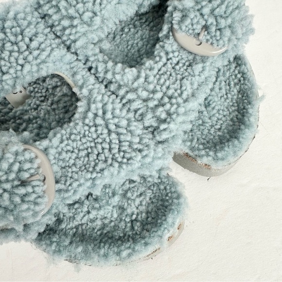 NWT Birkenstock Papillio Arizona Big Buckle Shearling fuzzy sandal blue 39/8 - Picture 7 of 16